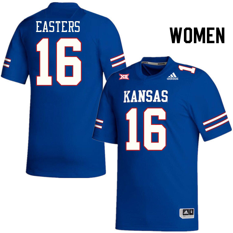 Women #16 Ben Easters Kansas Jayhawks College Football Jerseys Stitched Sale-Royal